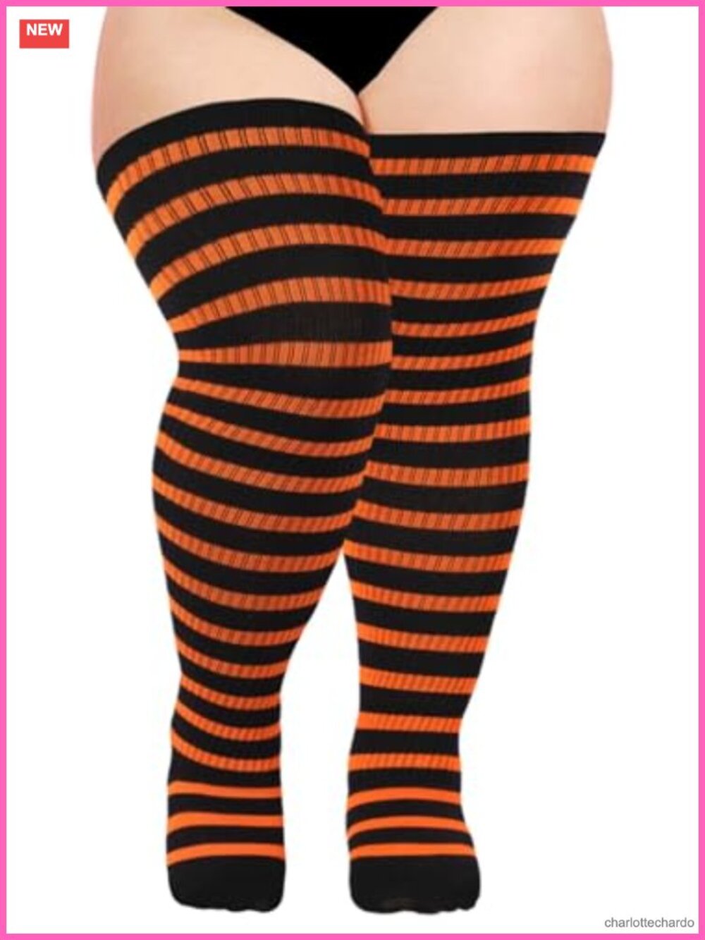 Plus Size Thigh High Socks for Women Cotton Extra Long Striped Over Knee Leg